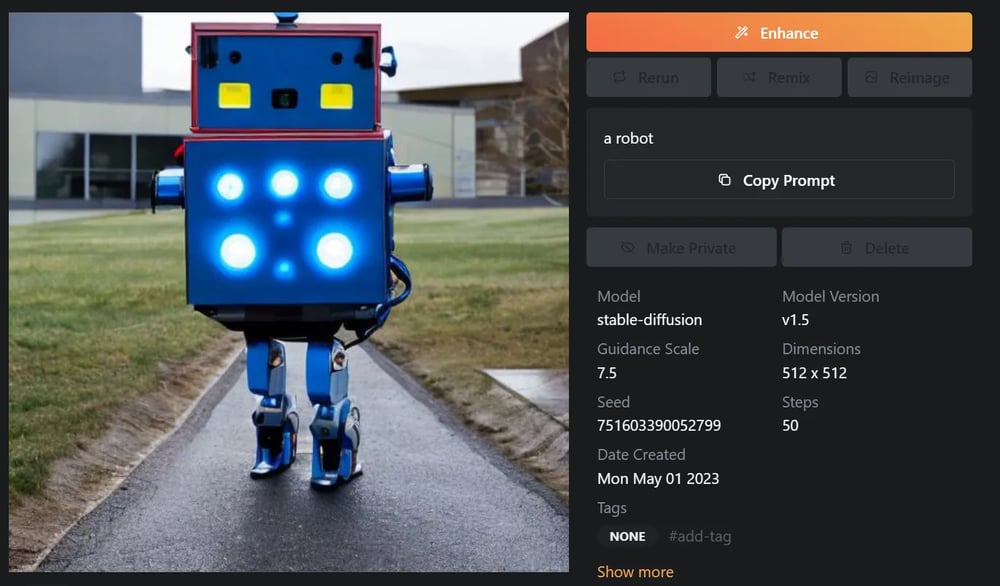 「a robot」と入力して生成された画像