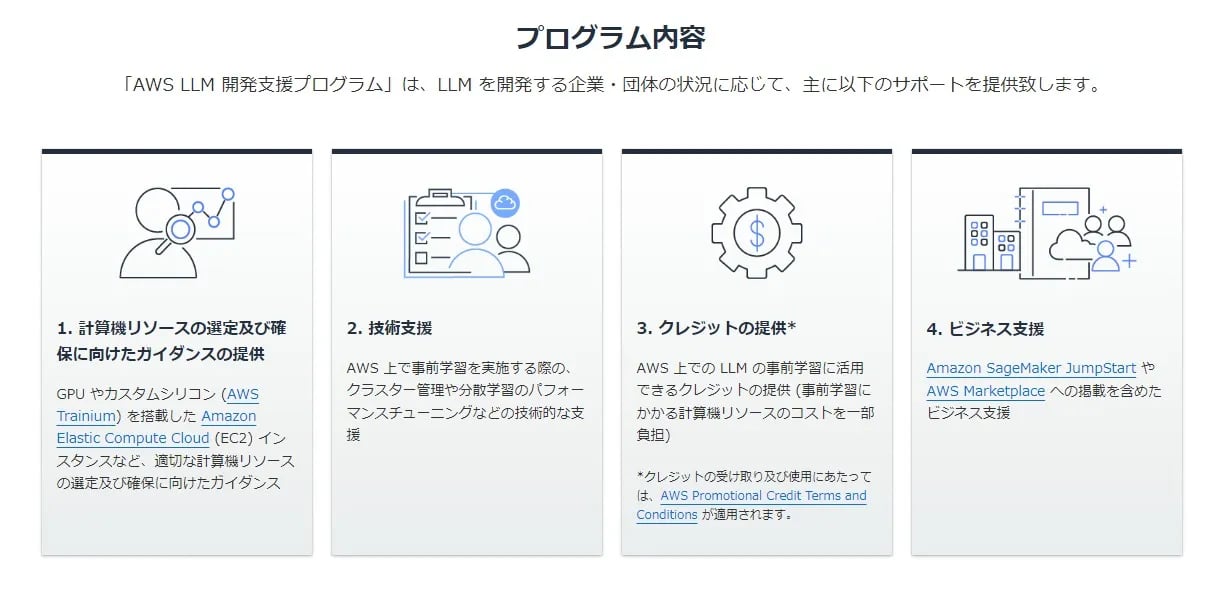 AWS LLM開発支援プログラムの内容