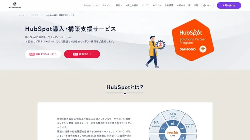 ナウビレッジのHubSpot導入支援サービスページ