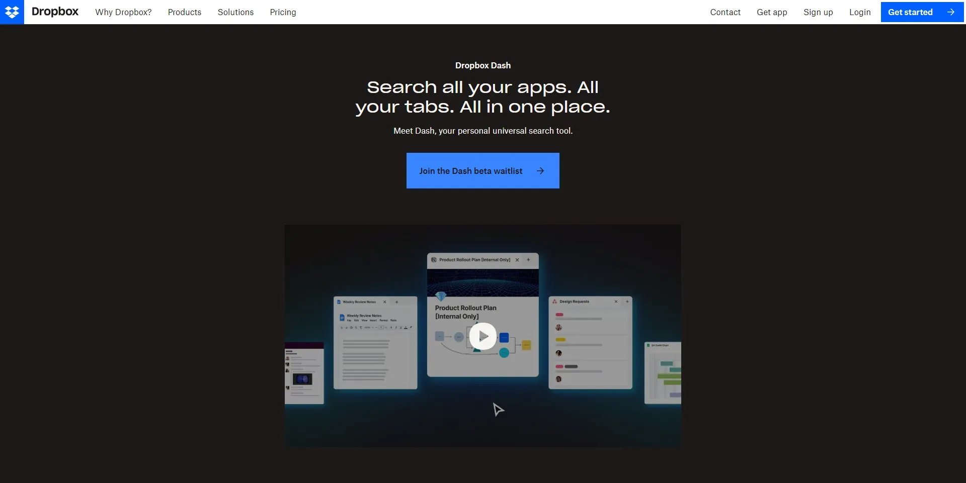 Dropbox Dashのトップページ