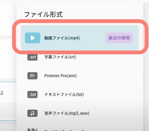 動画ファイルの場所の画像