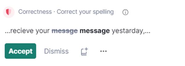19grammarlyで正しいスペルの英単語が表示されている画像