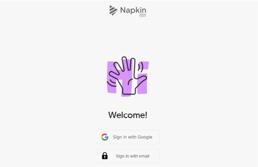 Napkin AIでサインアップするページの画像