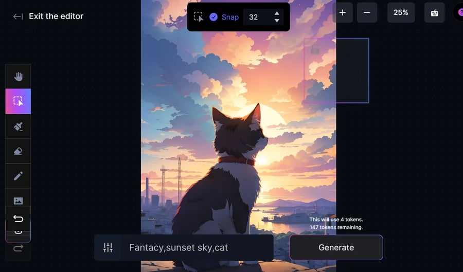 Leonardo aiのAI Canvas機能の使用画面