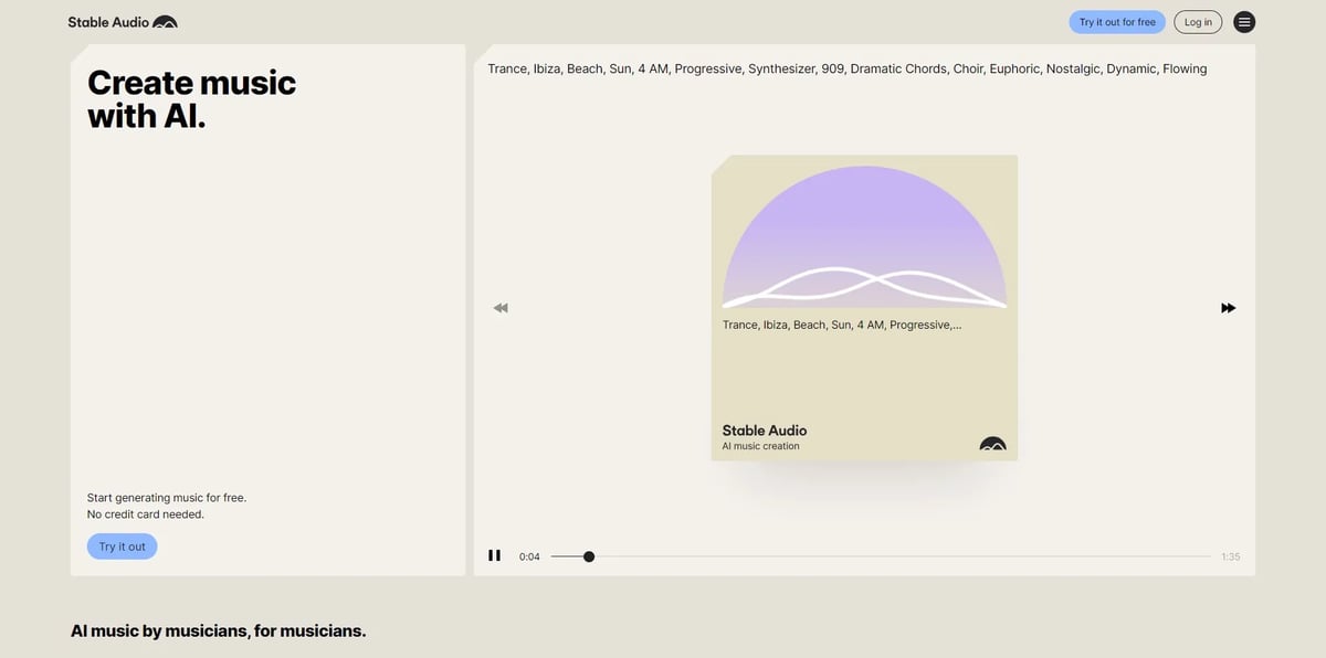 Stable Audioのトップページ