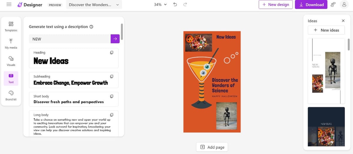 「Text」では新たなテキストやフレーズを追加できる