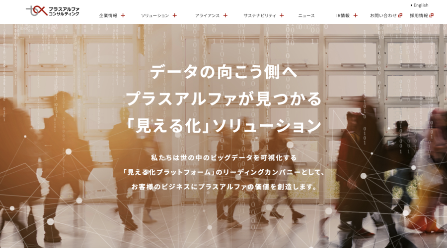 プラスアルファコンサルティングのトップ画面の画像