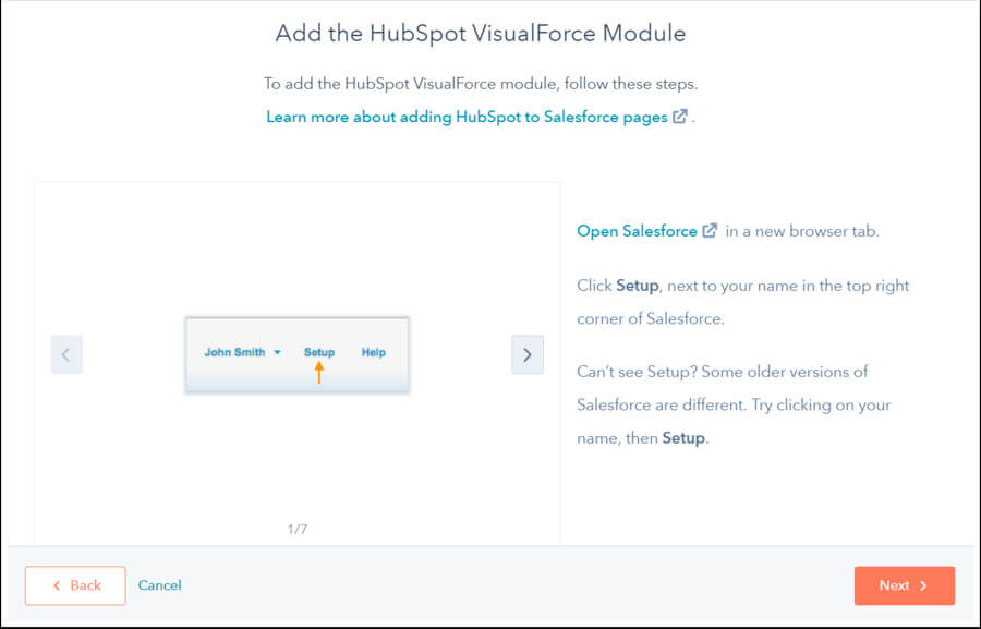 HubSpot VisualforceモジュールをSalesforceに追加