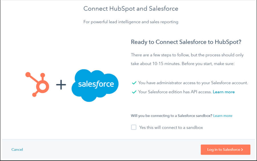 HubSpotにSalesforceアプリをインストール