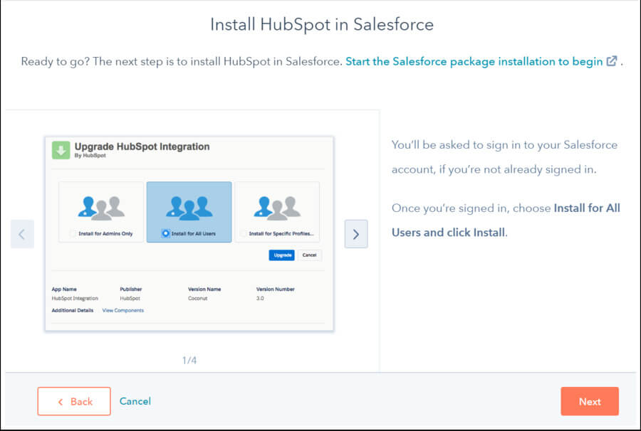 SalesforceにHubSpotをインストール