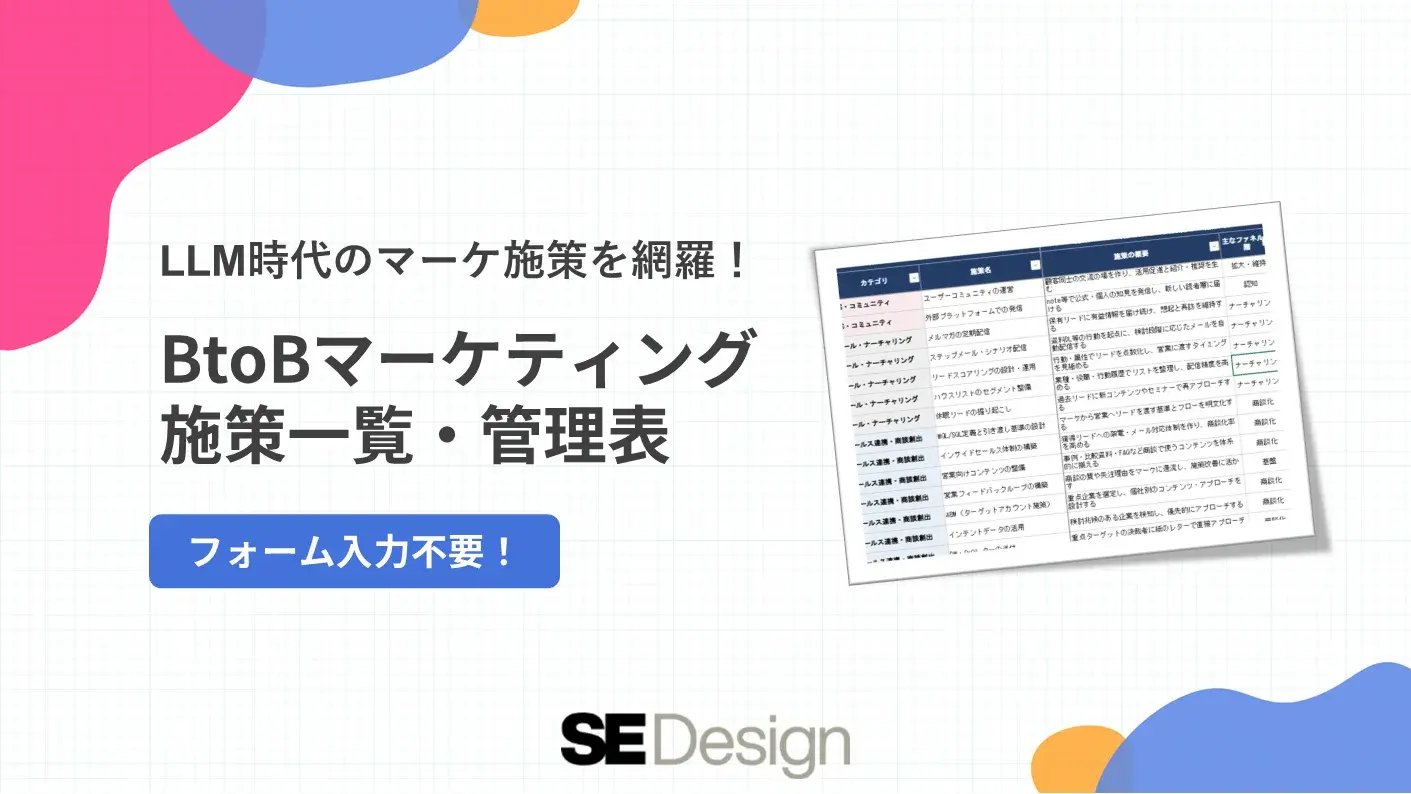 BtoBマーケティング施策一覧・管理表